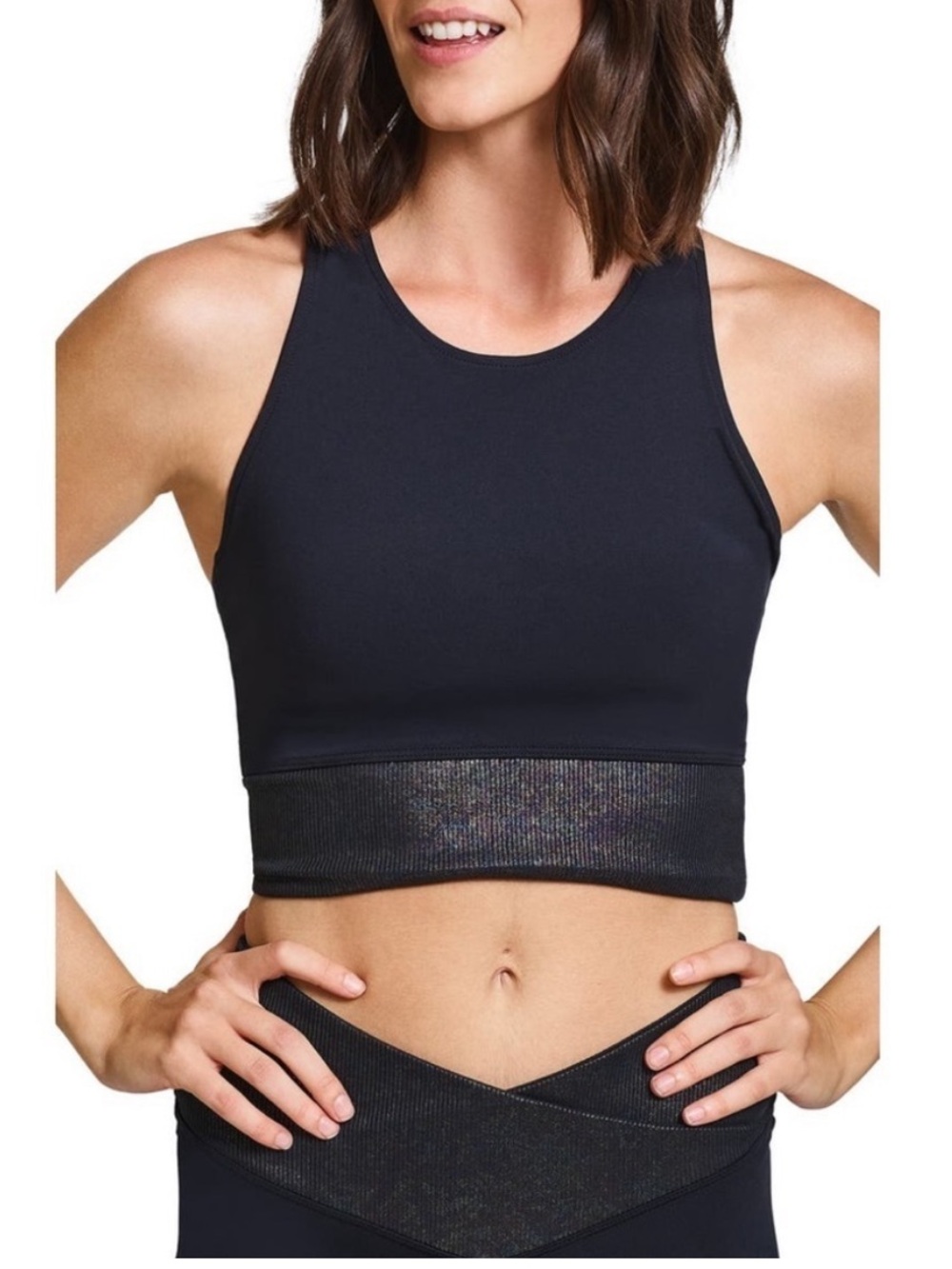 ELEVEN BY VENUS WILLIAMS Longline Racerback Sports Bra in Black Medium EUC 170